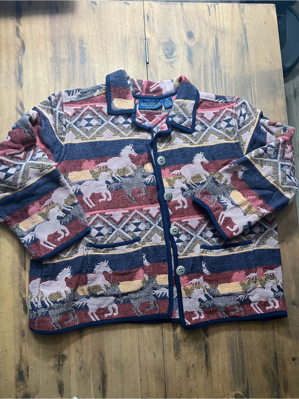 Jane Ashley Tapestry Style Horse Cowboy Jacket- 100% Cotton